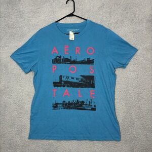 Aeropostale Mens Blue NYC Skyline Subway Graphic T-Shirt Large NWT 6661